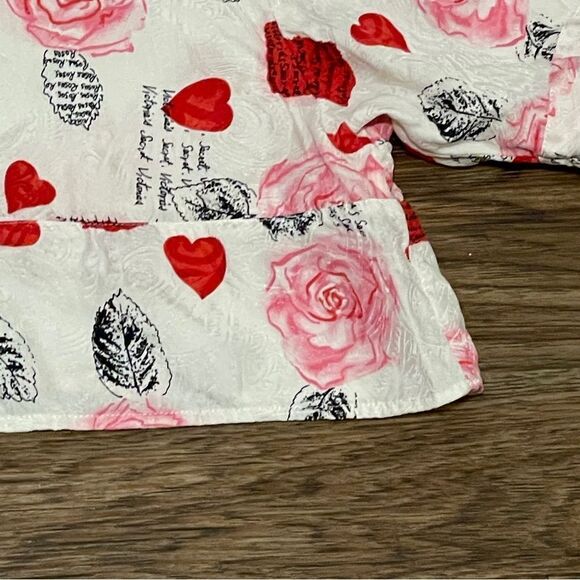 Vintage Victoria’s Secret Gold Label Cropped Silk Top White Pink Red Size Large - Picture 3 of 10